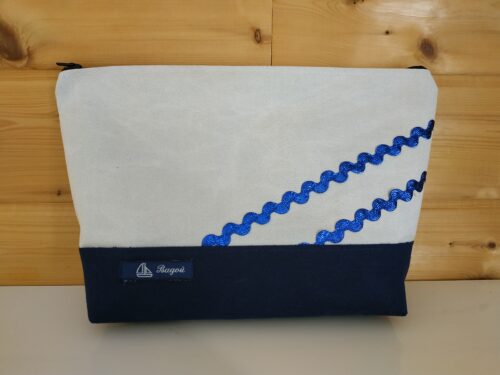 Trousse de toilette-marine-gris-vagues bleues.