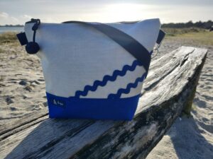 Besace-bleu mer-gris clair-vagues bleues mer