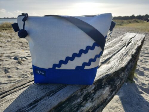 Besace-bleu mer-gris clair-vagues bleues mer